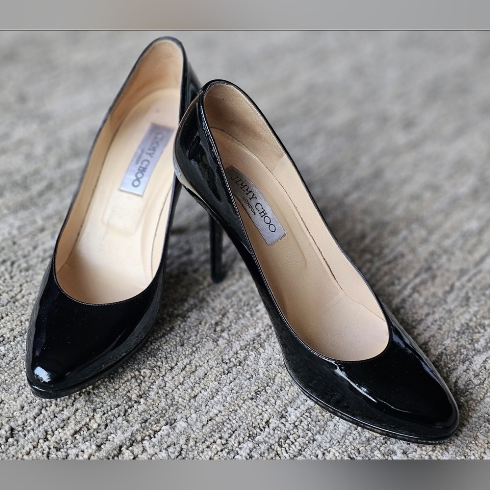 Authentic Jimmy Choo Black Patent Leather Pumps